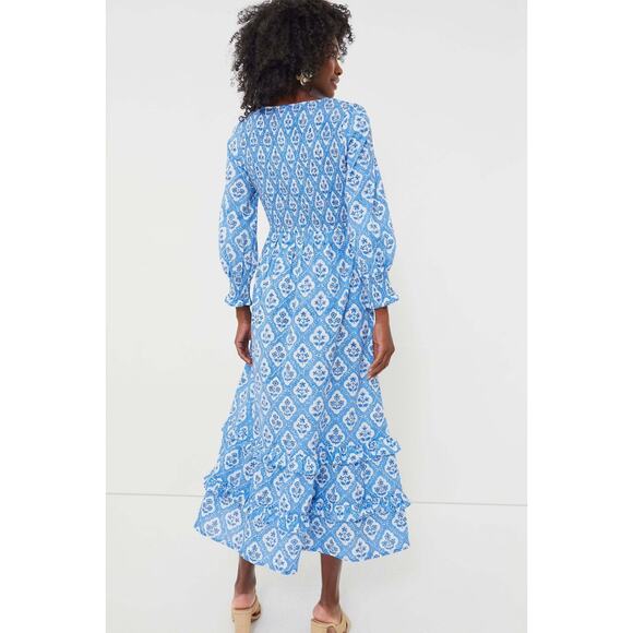 PINK CITY PRINTS Exclusive Ocean Trellis V Neck Isabel Dress Size XS NWT - Picture 2 of 5